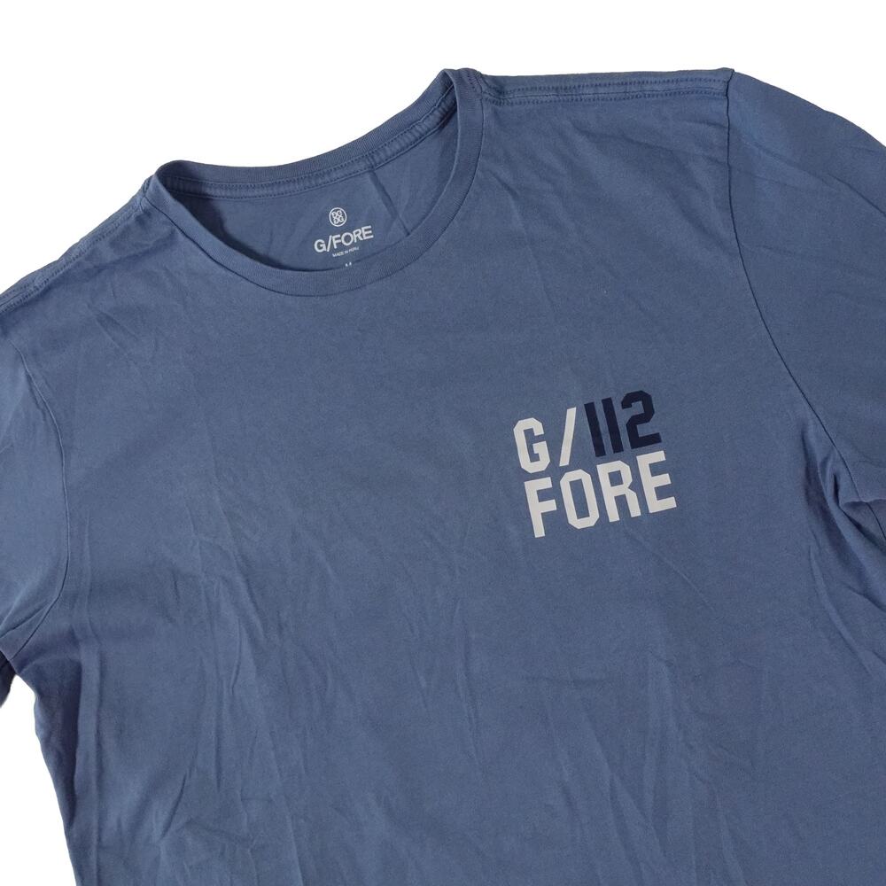 G/Fore 112 Shots 04 Blue Cotton Peru Golf T Shirt Men's Medium